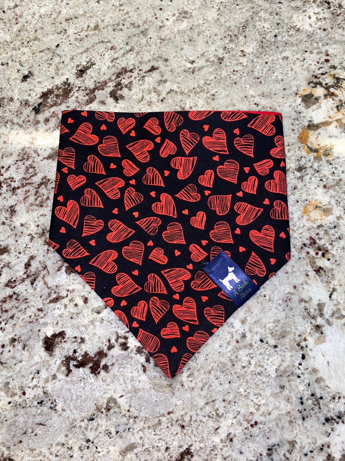 Scribble Hearts Black Bandana